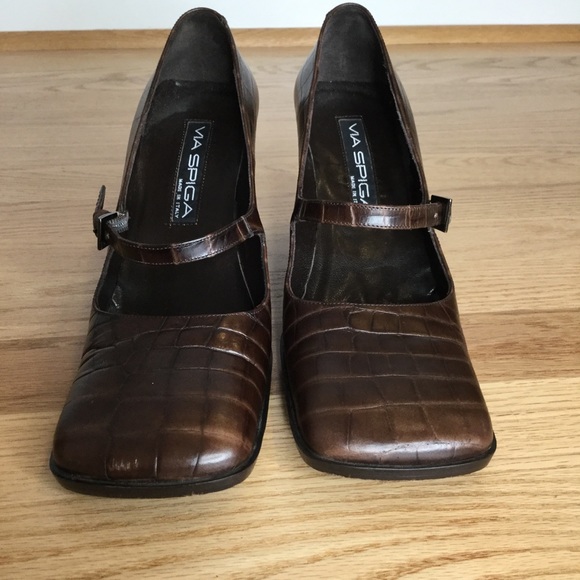 Via Spiga 90s vintage square toe croc Mary Jane’s - Picture 6 of 14